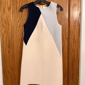 Topshop Navy and Cream Colorblock Mini Dress
